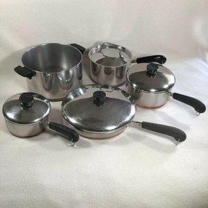 Revere Ware 9 Piece Set with Lids Copper Bottom